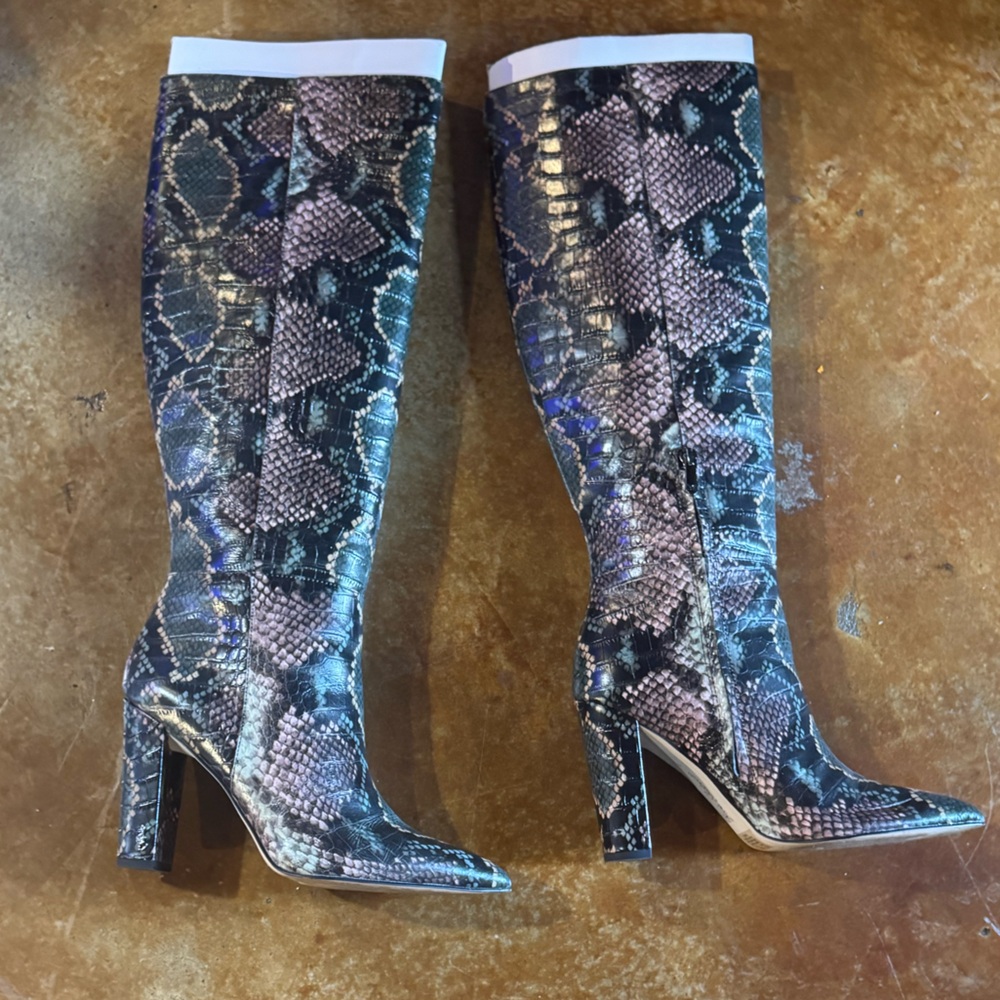 Sam Edelman Multicolor Snake Print Heeled Boots